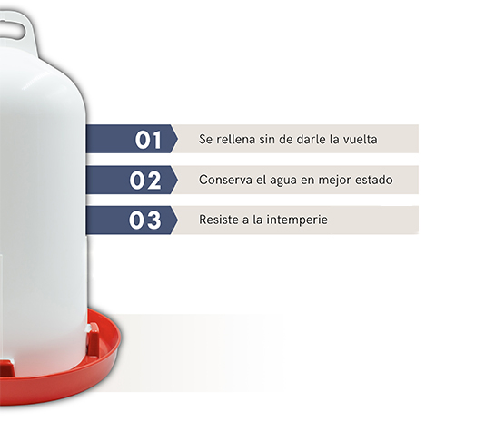 bebedero para gallinas que se llena desde arriba