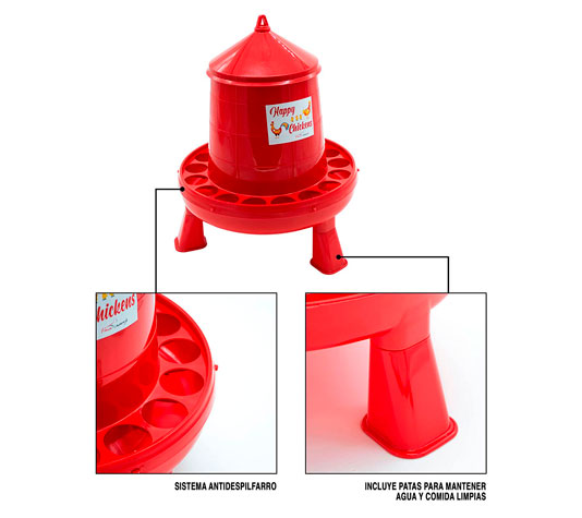 Comedero con patas para gallinas