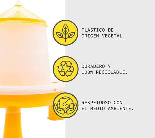 tolva de plástico vegetal para gallinas y otras aves