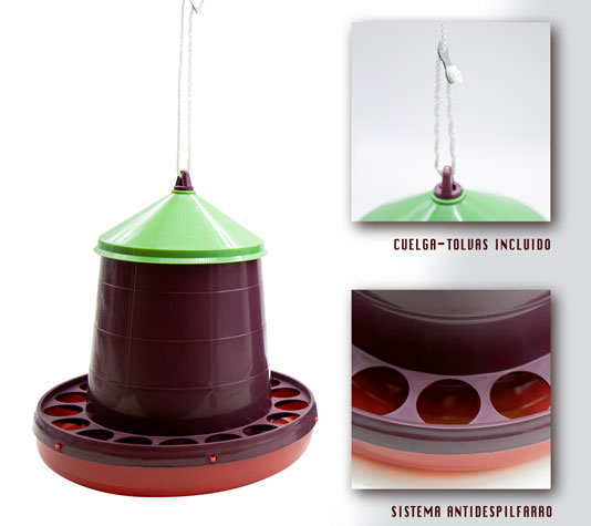 Detalles tolva plástico aves reciclado