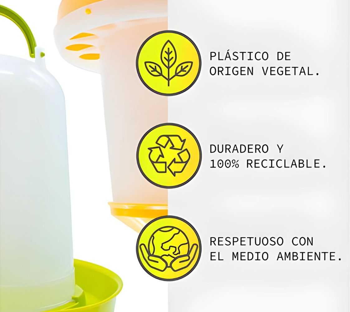 comedero + bebedero para aves de corral reciclable	
