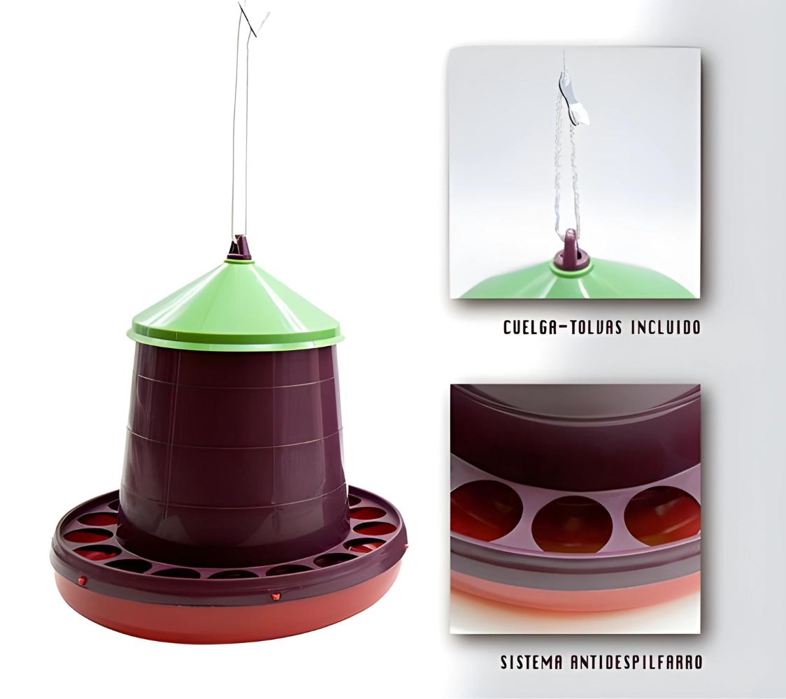 Comedero reciclado para aves con sistema antidespilfarro	