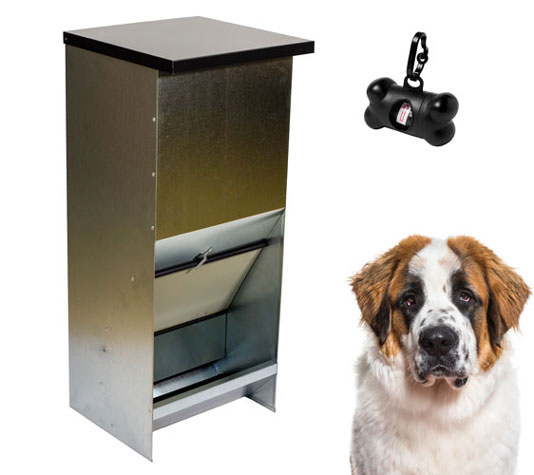 Tolva grande con tapa que se abre cuando el perro empuja
